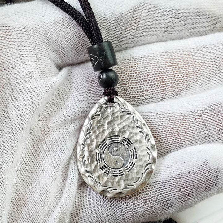 Buddha Stones Vintage Plata de Ley 999 Yin Yang Bagua diseño de gota de agua equilibrio armonía collar colgante - image 11