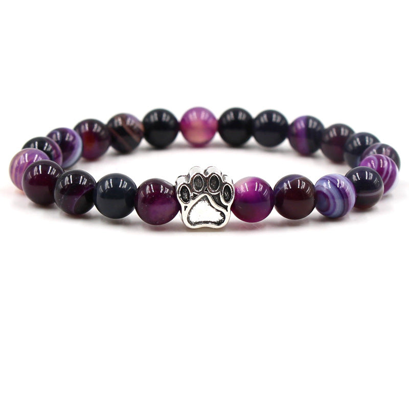 Pulsera de calma positiva con pata de perro de ágata verde de ágata india