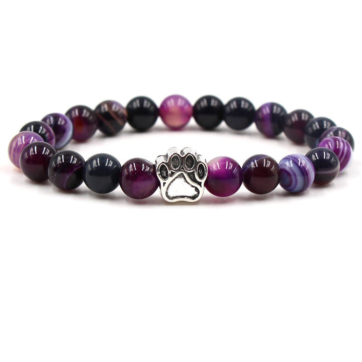 Pulsera de calma positiva con pata de perro de ágata verde de ágata india