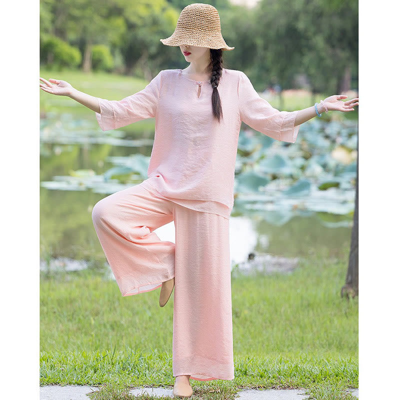 Conjunto de ropa de práctica matutina espiritual Zen para meditación y oración de Tai Chi, conjunto para mujer - image 22