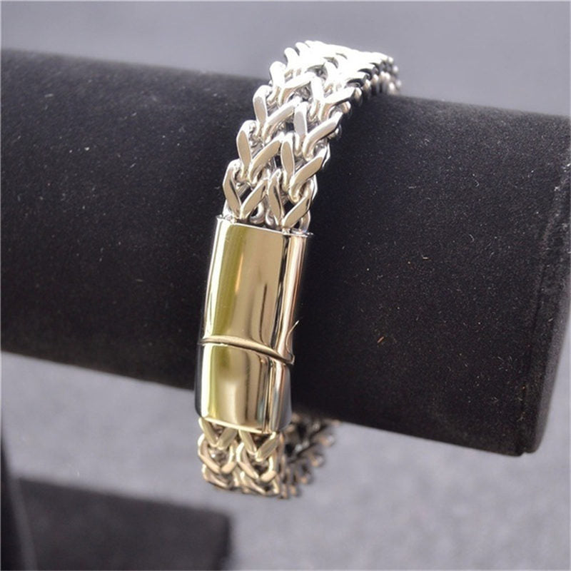 Brazalete de pulsera de equilibrio de acero de titanio con hebilla magnética de escamas de pescado de Buddha Stones