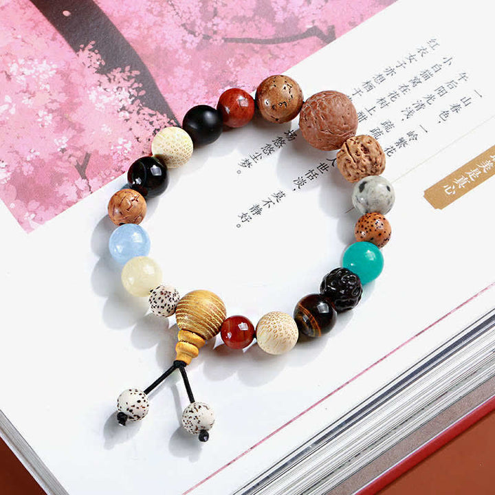Pulsera Mala de muñeca con Buddha Stones , ágata de semilla Bodhi, sabiduría, armonía