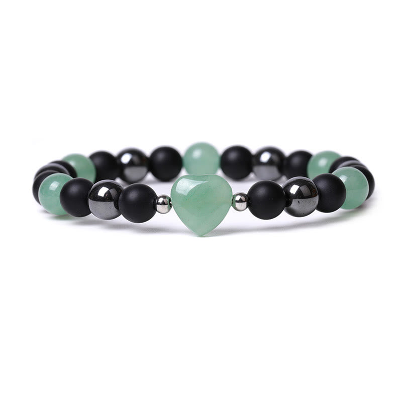 Pulsera de protección de corazón de amor de cristal de piedra de ojo de tigre de ónix negro de Buddha Stones