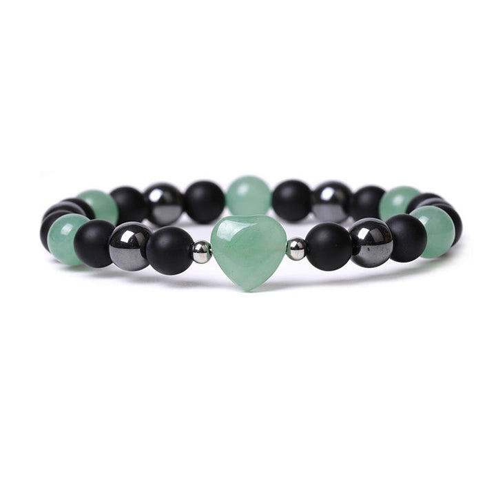 Pulsera de protección de corazón de amor de cristal de piedra de ojo de tigre de ónix negro de Buddha Stones