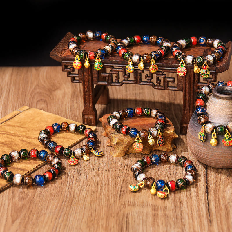 Pulsera de la suerte con cuentas de cristal Liuli, Buddha Stones, cinco elementos, oro, bestia tragadora, familia - image 1