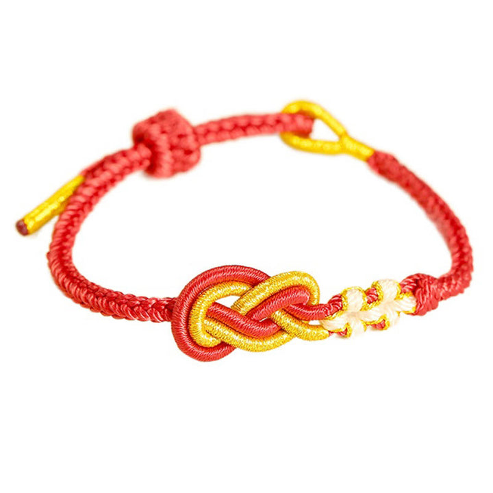 Pulsera de conexión de suerte con nudo de flor de melocotón, nudo de paz de ocho hilos hecho a mano con Buddha Stones