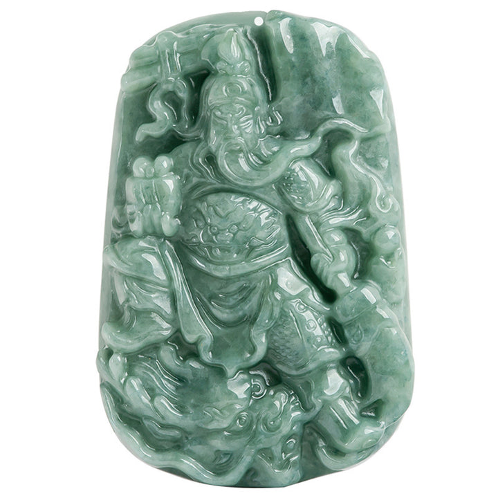 Colgante de collar de riqueza de amuleto de Guan Gong de jade natural