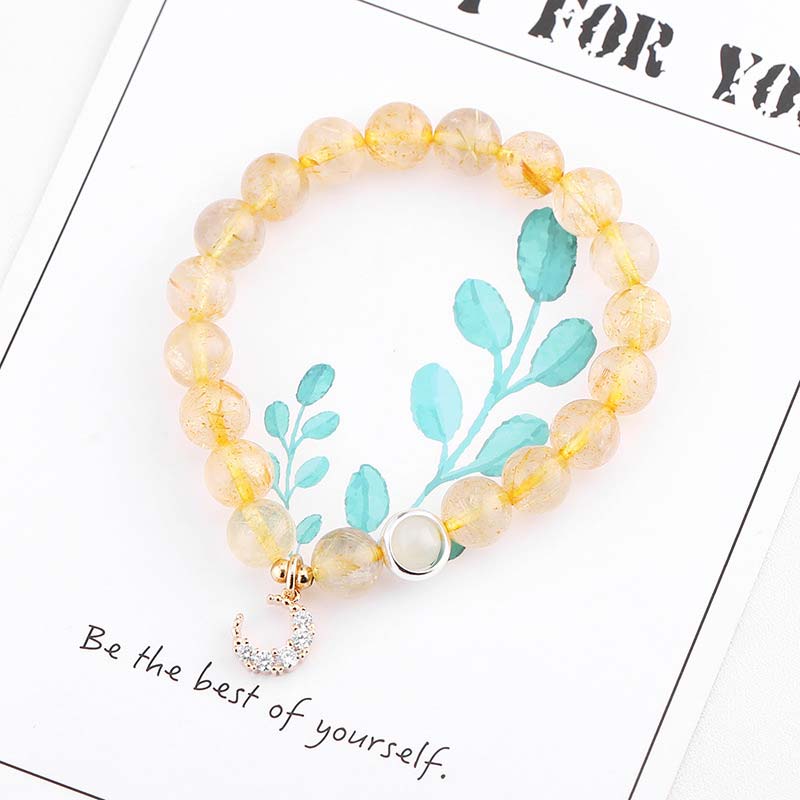 Pulsera con dije de luna y protección de la suerte de citrino
