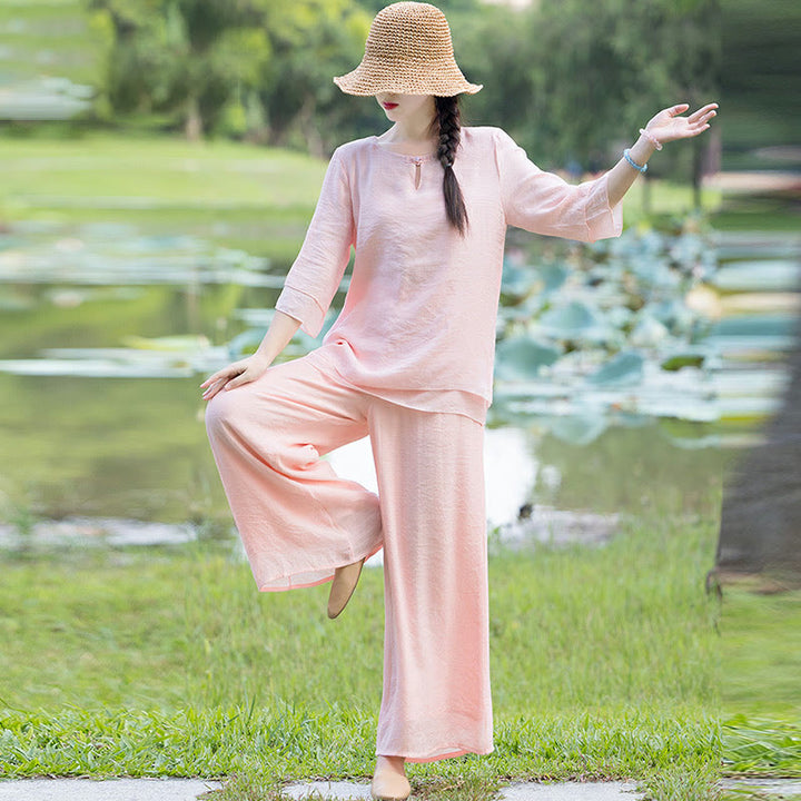 Conjunto de ropa para mujer para la práctica matutina espiritual de Tai Chi, meditación y oración Zen. - image 14