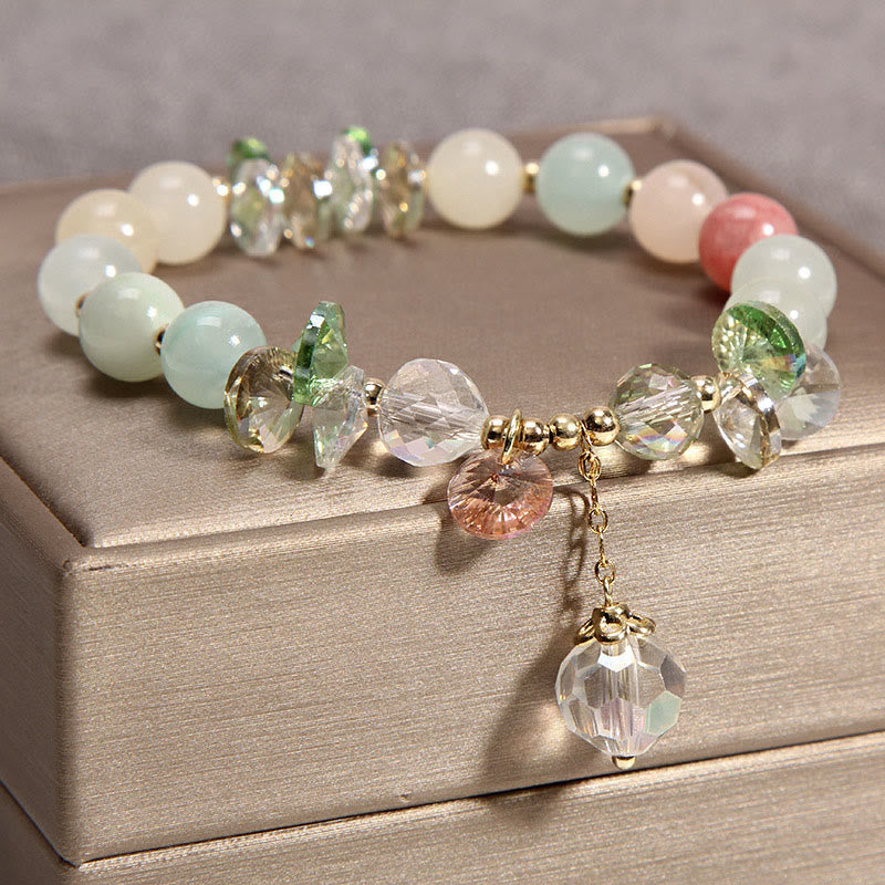 Pulsera con dije de paz y cristal rosa con ojo de gato y Buddha Stones - Cristal colorido - image 5