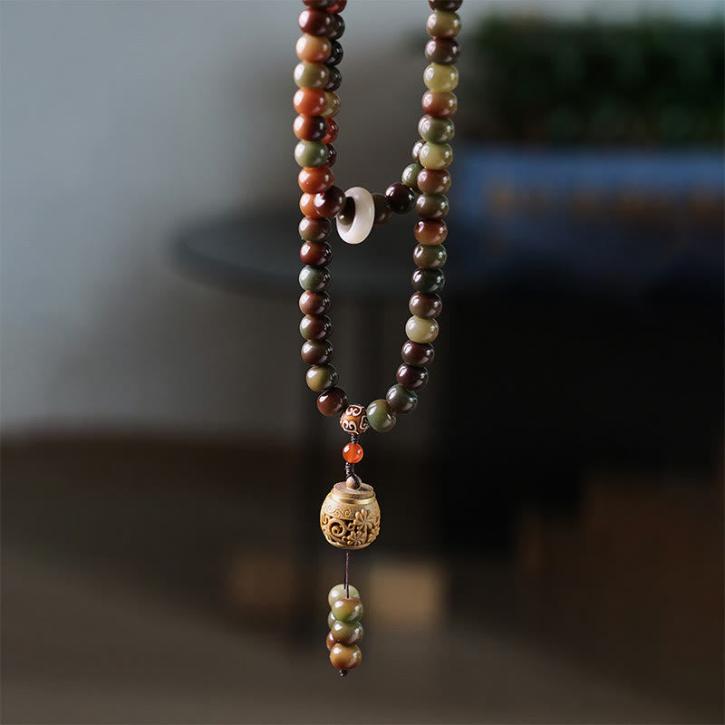 Buddha Stones 108 cuentas Mala Color Dunhuang semilla Bodhi cuenta Dzi mantener alejados los espíritus malignos pulsera