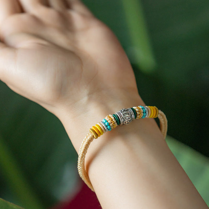 Pulsera trenzada de pureza Om Mani Padme Hum tibetana de plata de ley 925 hecha a mano con Buddha Stones - image 3