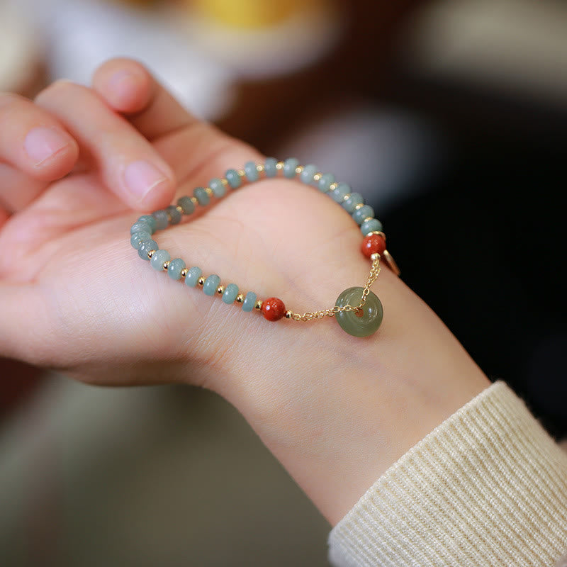 Pulsera de la suerte con hebilla de la paz, ágata roja, Jade Hetian Natural, Buddha Stones