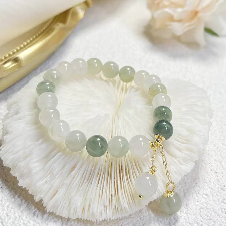 Pulsera con dijes de cuentas de suerte de abundancia de jade degradado natural con Buddha Stones