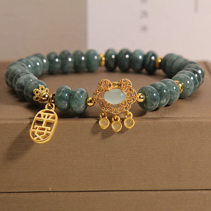 Buddha Stones Natural Jade Chino Cerradura Encanto Paz Suerte Abundancia Pulsera