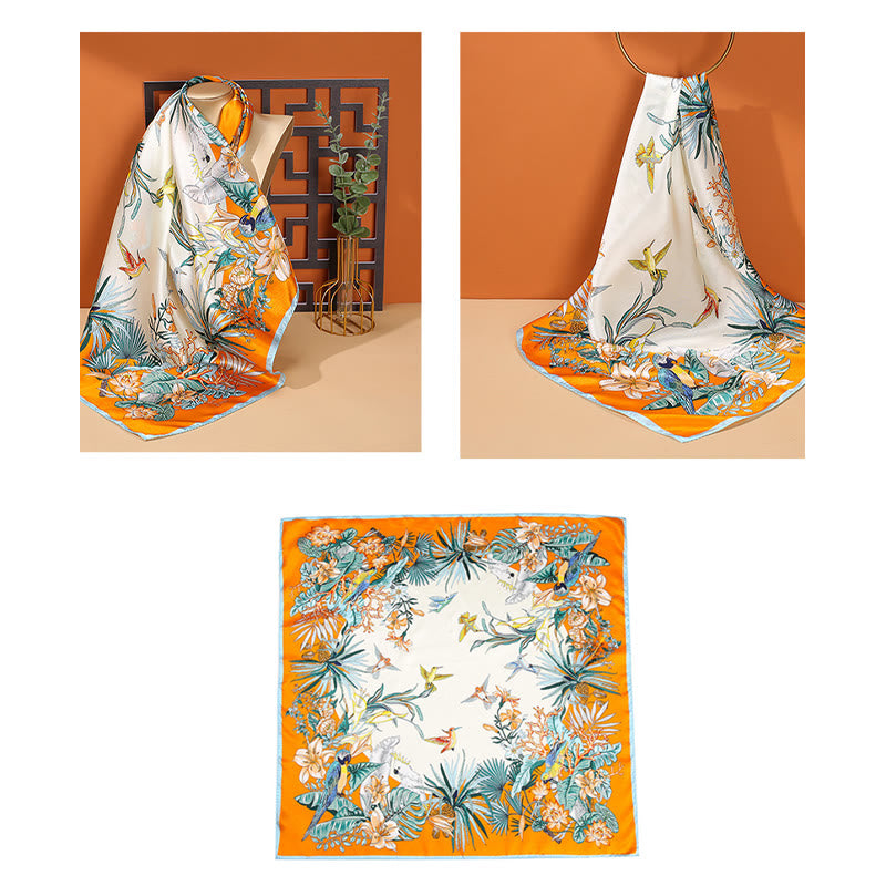 Buddha Stones escena pastoral globo aerostático flor de primavera 100% seda de morera cuello bufanda para el pelo