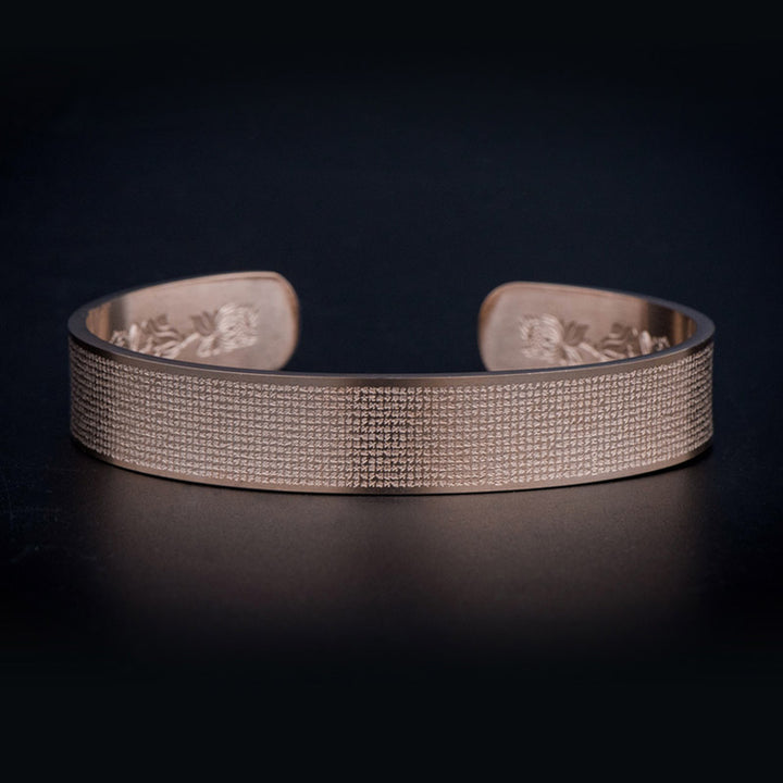 Pulsera de bendición de acero de titanio con grabado de mantra Shurangama de Buddha Stones
