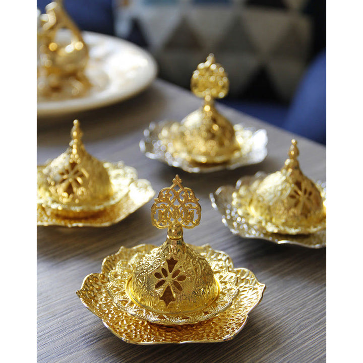 Posavasos con forma de hoja de oro, miniquemador de incienso espiritual de aleación de Metal