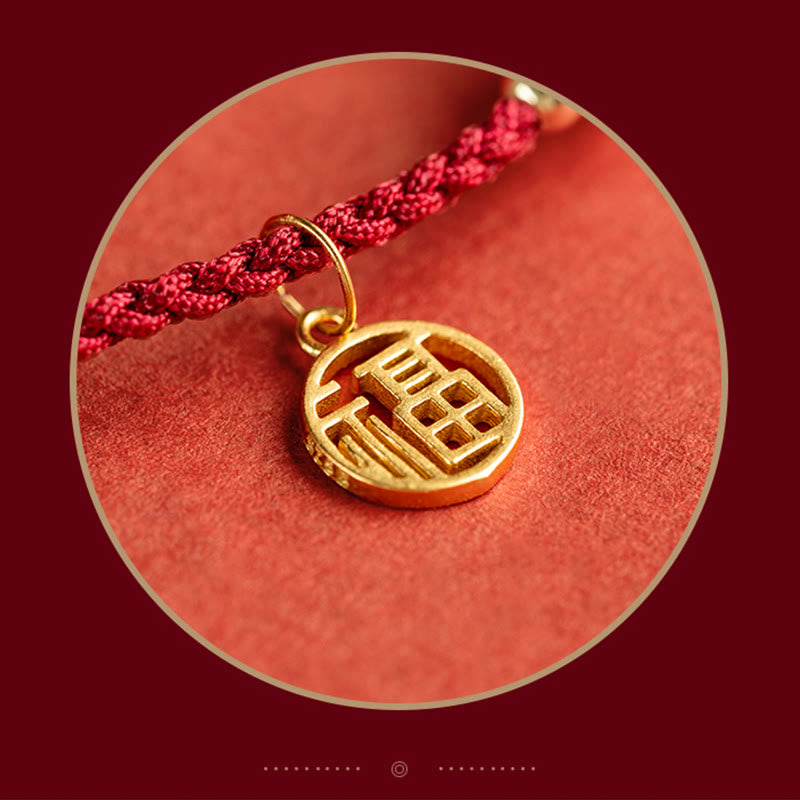 Pulsera trenzada de hilo rojo con perlas de ágata y personaje de buena fortuna, Plata de Ley 925 con Buddha Stones