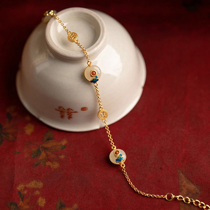 Pulsera de la suerte con diseño de jade y nubes propicias de Buddha Stones
