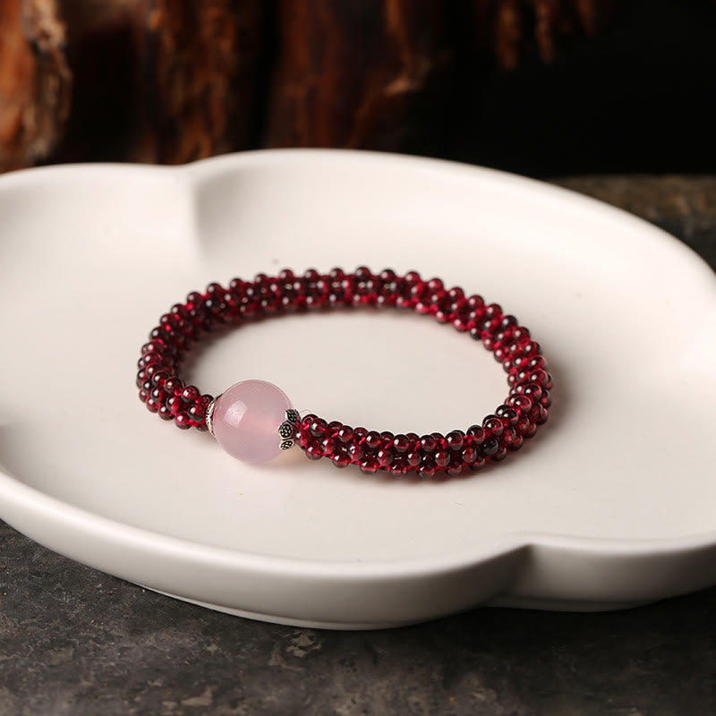 Pulsera de protección de cuentas de amazonita, ágata roja, cristal rosa, granate Natural , Buddha Stones