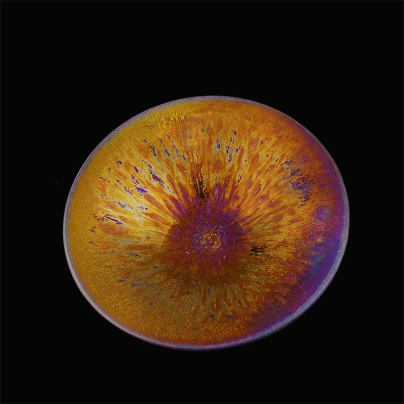 Taza de té de cerámica esmaltada de Vía Láctea colorida Jianzhan chino con Buddha Stones, taza de té Tenmoku Kung Fu