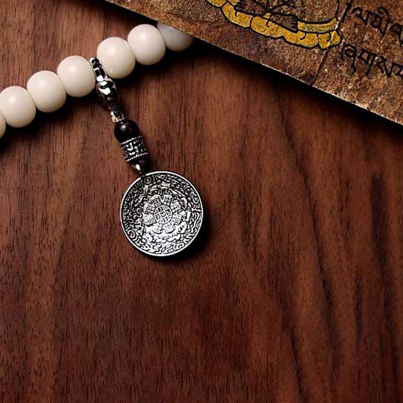 Buddha Stones Tíbet 108 cuentas Mala semilla Bodhi Bagua Vajra Dzi cuentas ágata gris pulsera de riqueza