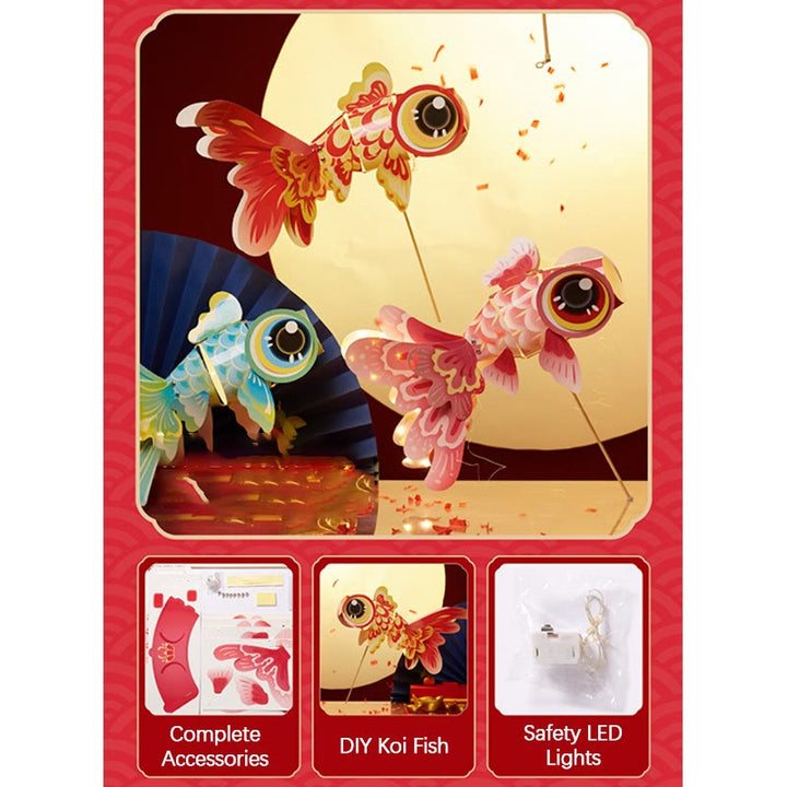 Buddha Stones DIY fortuna suerte pez Koi lámpara de linterna de papel Festival del medio otoño decoración de linterna para niños