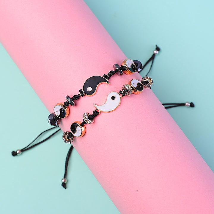 Pulsera de pareja de hematita Yin Yang, 2 piezas, Buddha Stones