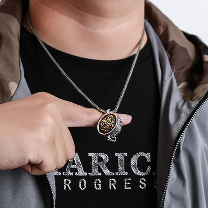 Colgante de collar de riqueza con lingotes de monedas de cobre y cuenco del tesoro de Buddha Stones