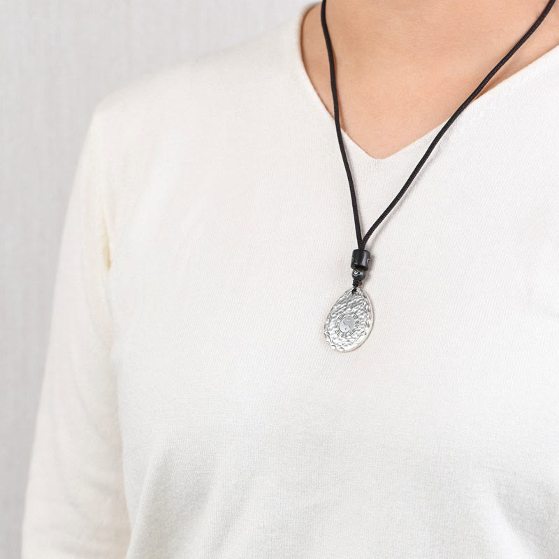 Buddha Stones Vintage Plata de Ley 999 Yin Yang Bagua diseño de gota de agua equilibrio armonía collar colgante - image 10