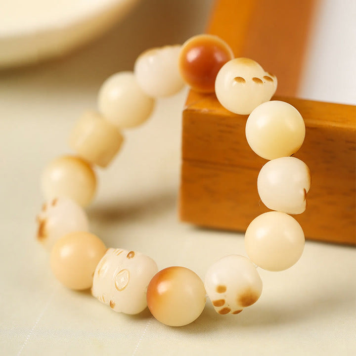 Pulsera de la paz con Buddha Stones, semilla de Bodhi Natural, sándalo, cabeza de gato bonita de la suerte, garra de pata - image 17