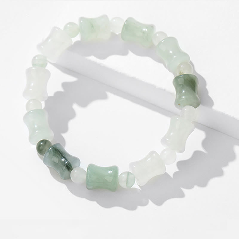 Pulsera de la suerte de la abundancia del patrón de bambú de la cáscara de coco del jade de las Buddha Stones