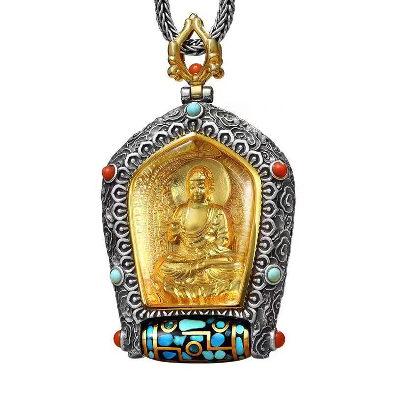 Colgante de collar de cuentas Dzi giratorio del zodiaco chino del Tíbet Buda natal Thangka prosperidad - image 11