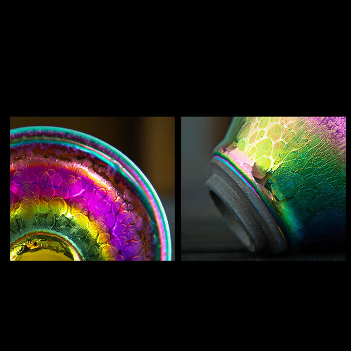 Taza de té de cerámica Jianzhan chino, hecha a mano, con Buddha Stones, arcoíris, Tenmoku, Kung Fu