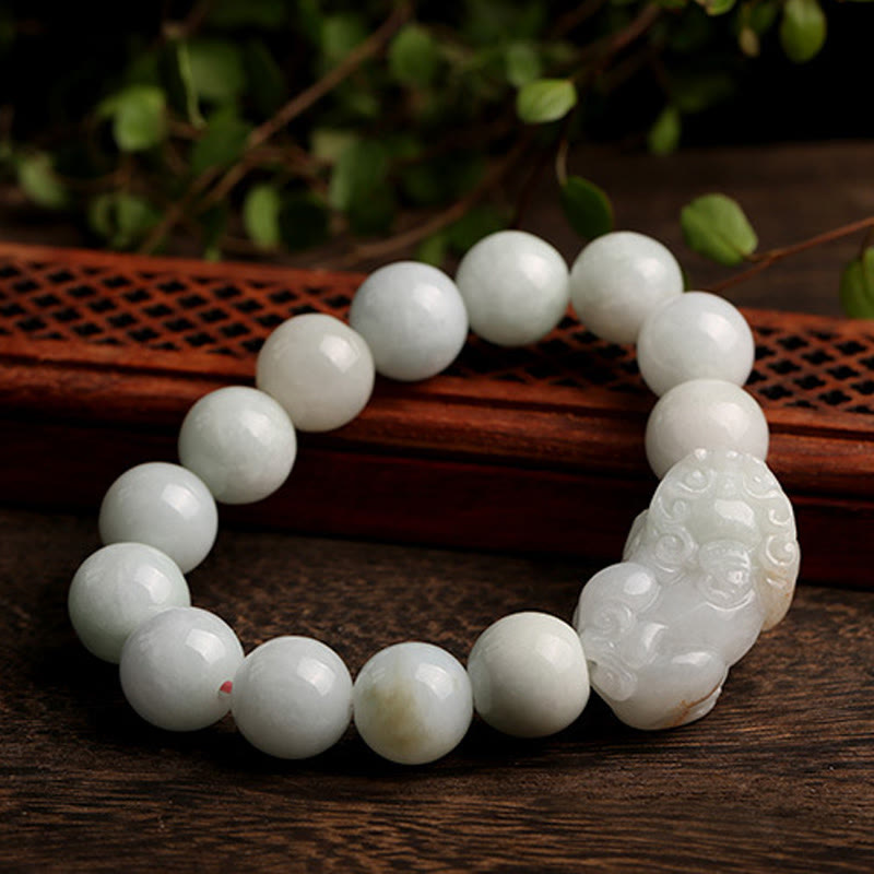 Pulsera de la suerte de Jade PiXiu, Buddha Stones Fengshui, riqueza, prosperidad