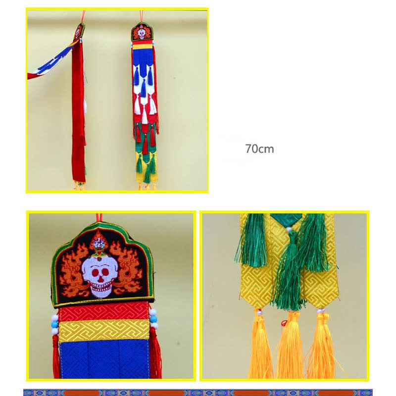 Flor de loto Ocho símbolos auspiciosos Meditación Iluminación Borlas coloridas Arte de pared