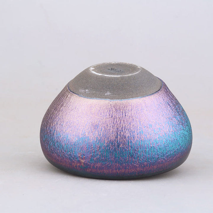 Taza de té de cerámica Jianzhan chino con diseño de arcoíris Aurora hecha a mano con Buddha Stones , taza de té Tenmoku Kung Fu