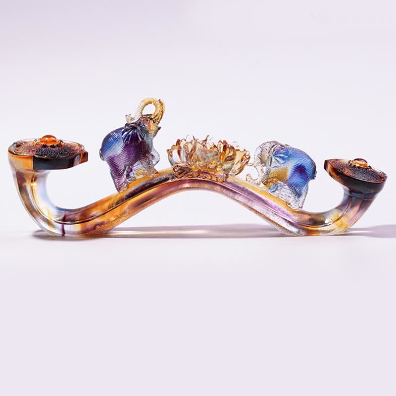 Decoración del hogar hecha a mano de Liuli Crystal Ruyi Elephant Art Piece con base de cristal - image 3