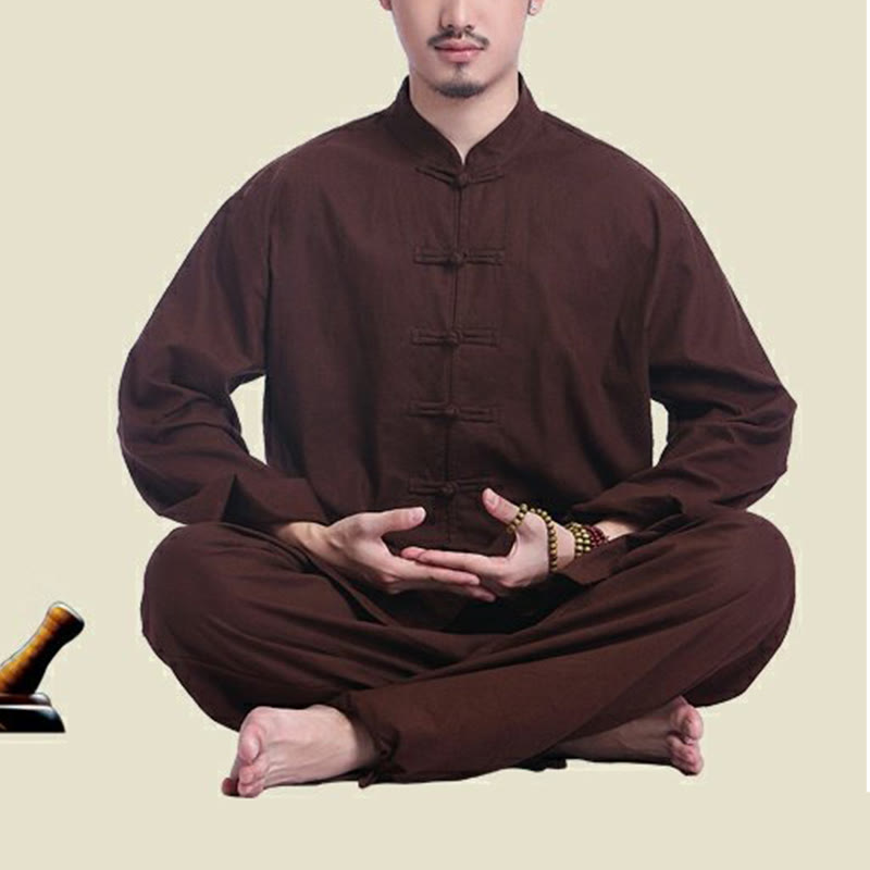 Conjunto de ropa para hombre, diseño de botones de rana china, Buddha Stones , meditación, oración, algodón, lino, espiritual, Zen, práctica de Yoga - image 17
