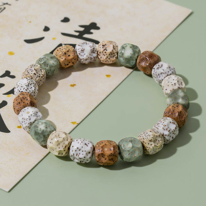 Pulsera de riqueza auspiciosa de semillas Bodhi coloridas naturales de Buddha Stones