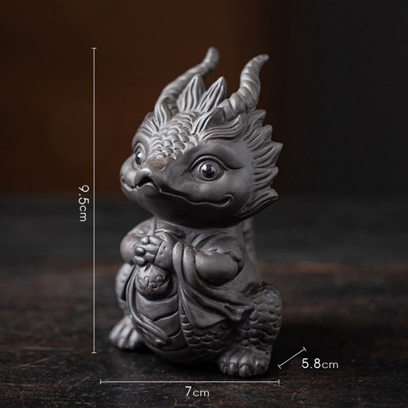 Buddha Stones, dragón de la suerte, riqueza, té, mascota, figura decorativa de arcilla púrpura, decoración