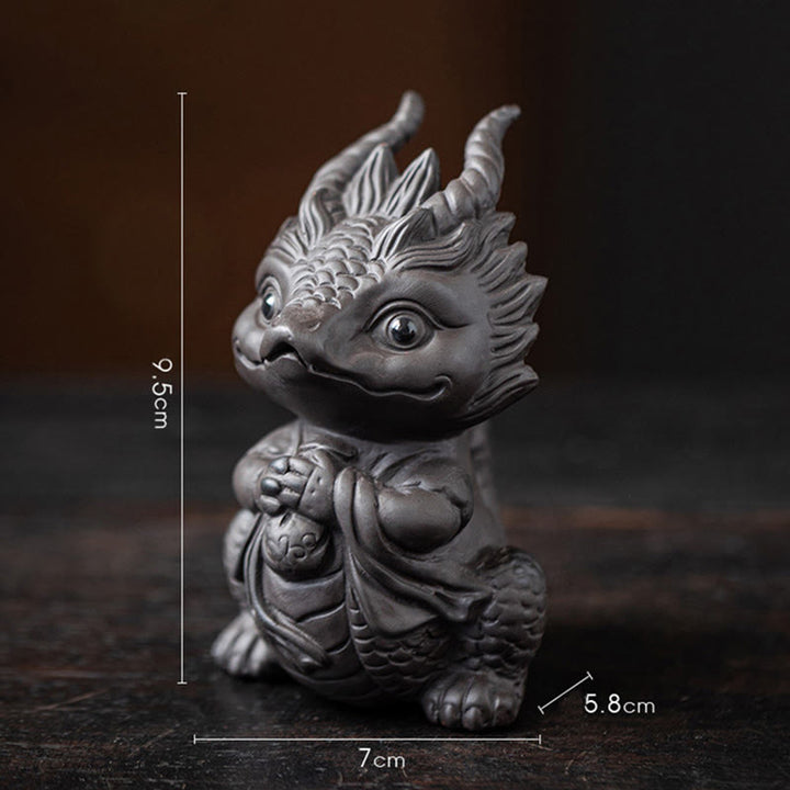 Buddha Stones, dragón de la suerte, riqueza, té, mascota, figura decorativa de arcilla púrpura, decoración