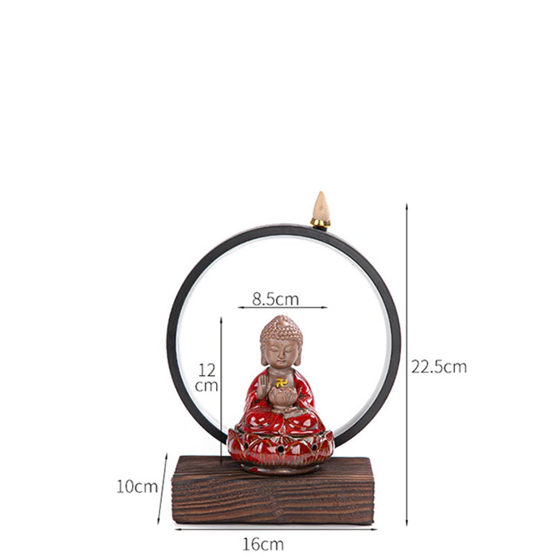 Quemador de incienso de bendición de cerámica con decoración de luz, fuente de humo de reflujo de loto de Buda , Buddha Stones