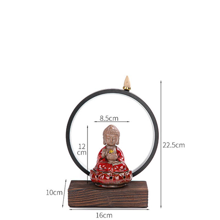 Quemador de incienso de bendición de cerámica con decoración de luz, fuente de humo de reflujo de loto de Buda , Buddha Stones