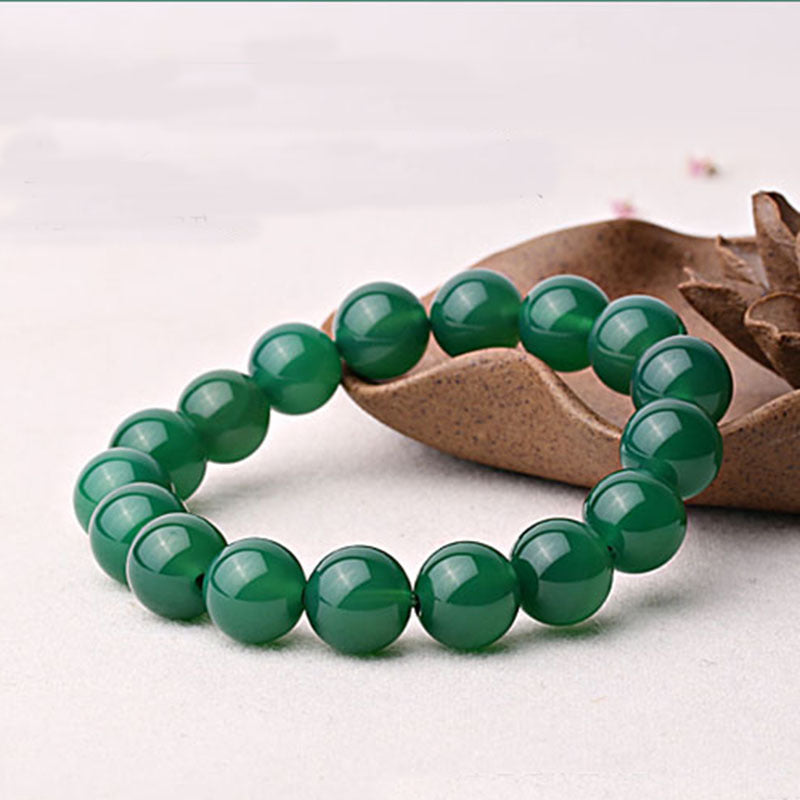 Pulsera de soporte de ágata verde natural con Buddha Stones