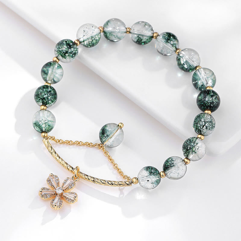 Pulsera con dije de confianza de cristal fantasma verde de Buddha Stones