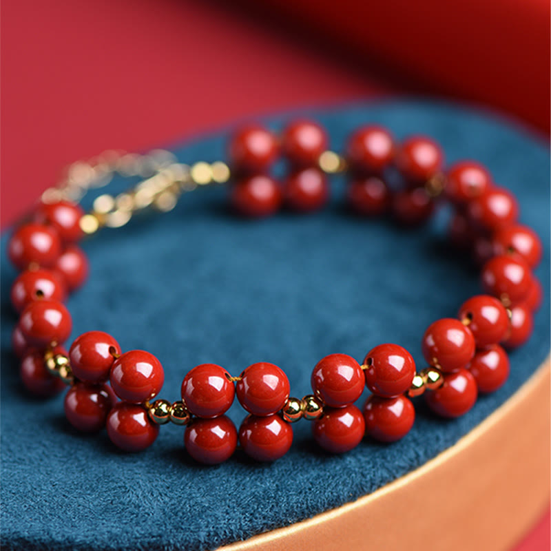 Pulsera de bendición con cuentas de cinabrio natural de Buddha Stones