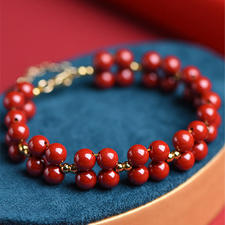 Pulsera de bendición con cuentas de cinabrio natural de Buddha Stones