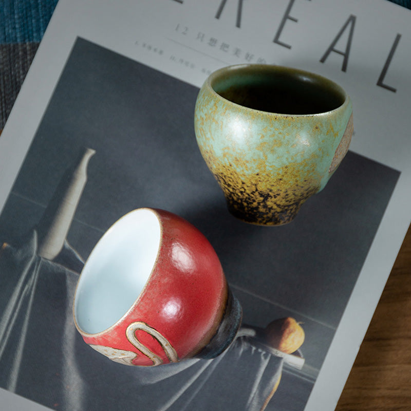 Taza de té de Kung Fu con Buddha Stones , vaina de loto grabada